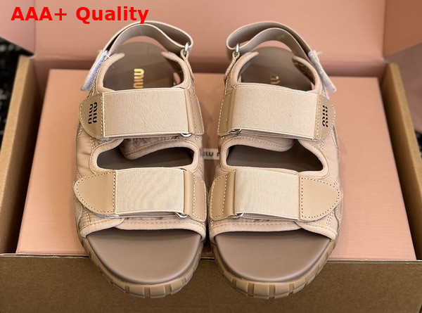 Miu Miu Tyre Technical Fabric and Suede Sandal in Dark Rose Replica