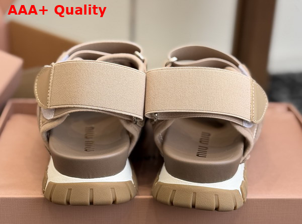 Miu Miu Tyre Technical Fabric and Suede Sandal in Dark Rose Replica