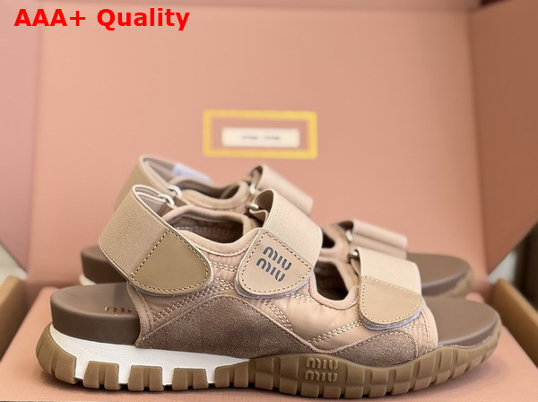 Miu Miu Tyre Technical Fabric and Suede Sandal in Dark Rose Replica