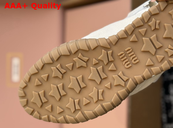 Miu Miu Tyre Technical Fabric and Suede Sandal in Ivory Replica