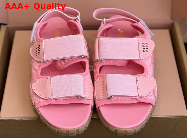 Miu Miu Tyre Technical Fabric and Suede Sandal in Pink Replica