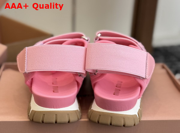 Miu Miu Tyre Technical Fabric and Suede Sandal in Pink Replica