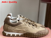 Miu Miu Tyre Technical Fabric and Suede Sneakers in Beige 5E417E Replica