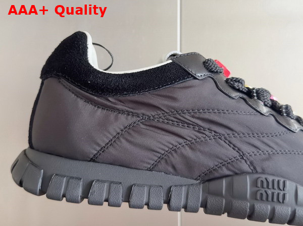 Miu Miu Tyre Technical Fabric and Suede Sneakers in Black 5E417E Replica