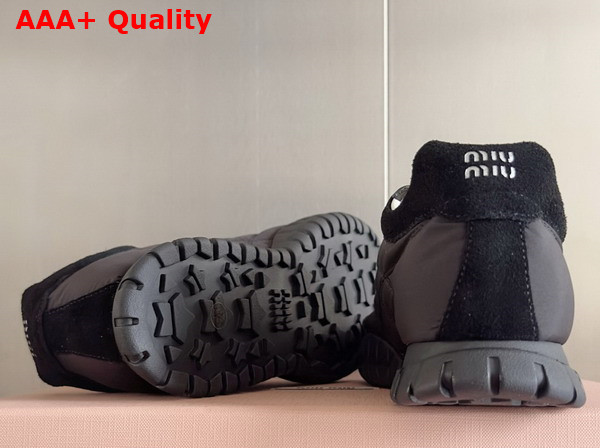 Miu Miu Tyre Technical Fabric and Suede Sneakers in Black 5E417E Replica