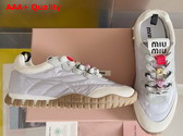Miu Miu Tyre Technical Fabric and Suede Sneakers in Cloudy Gray 5E417E Replica