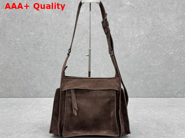 Miu Miu Utilitaire Suede Shoulder Bag in Dark Brown Replica