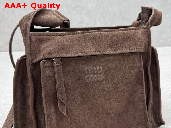 Miu Miu Utilitaire Suede Shoulder Bag in Dark Brown Replica