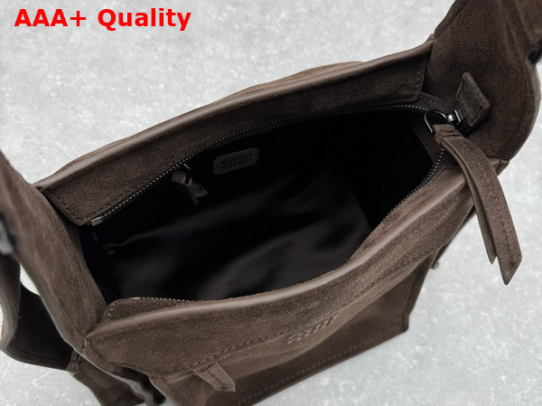 Miu Miu Utilitaire Suede Shoulder Bag in Dark Brown Replica