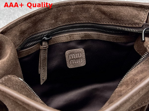 Miu Miu Utilitaire Suede Shoulder Bag in Dark Brown Replica