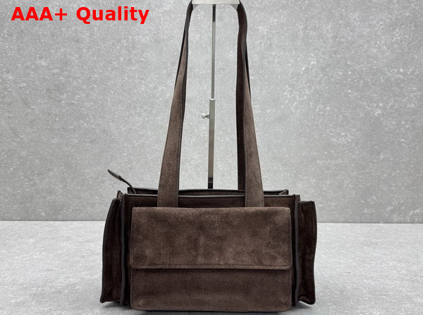 Miu Miu Utilitaire Suede Top Handle Bag in Dark Brown 5BG335 Replica