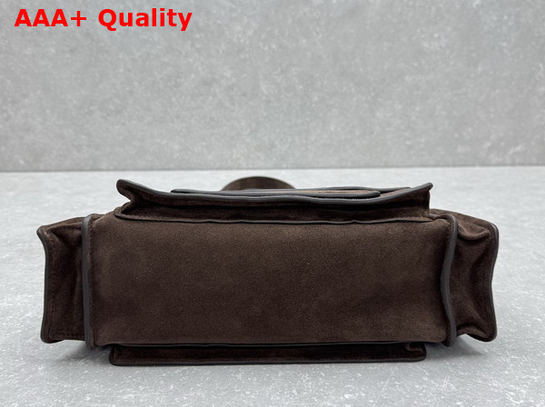 Miu Miu Utilitaire Suede Top Handle Bag in Dark Brown 5BG335 Replica