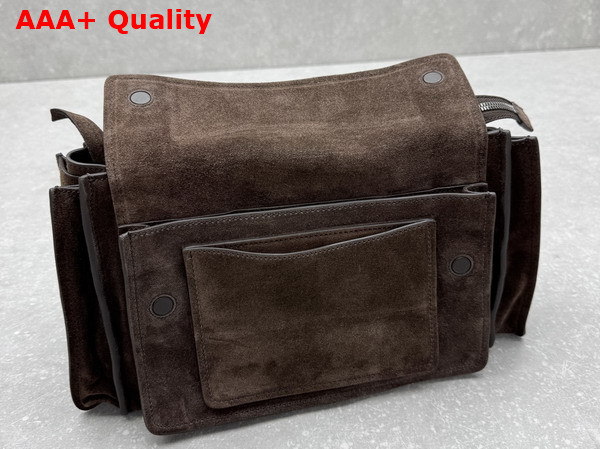 Miu Miu Utilitaire Suede Top Handle Bag in Dark Brown 5BG335 Replica