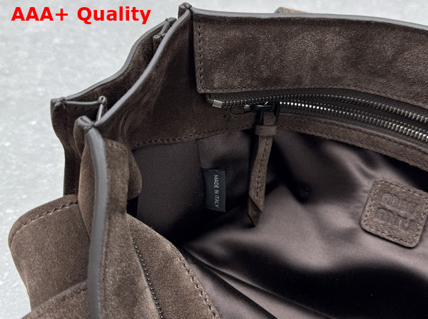 Miu Miu Utilitaire Suede Top Handle Bag in Dark Brown 5BG335 Replica