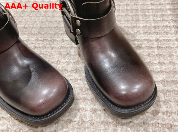 Miu Miu Vintage Look Leather Booties in Dark Brown Replica