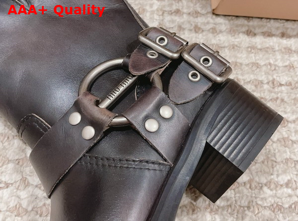 Miu Miu Vintage Look Leather Booties in Dark Brown Replica