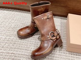 Miu Miu Vintage Look Leather Booties in Sienna Replica