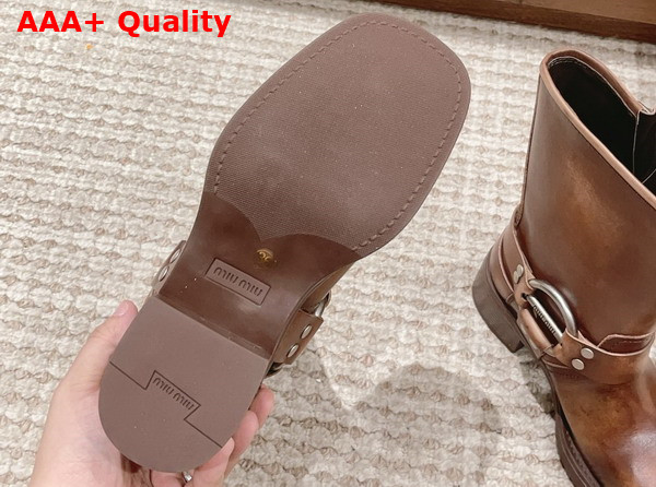 Miu Miu Vintage Look Leather Booties in Sienna Replica