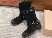 Miu Miu Vintage Look Suede Leather Booties in Black Replica