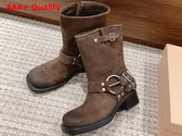 Miu Miu Vintage Look Suede Leather Booties in Brown Replica
