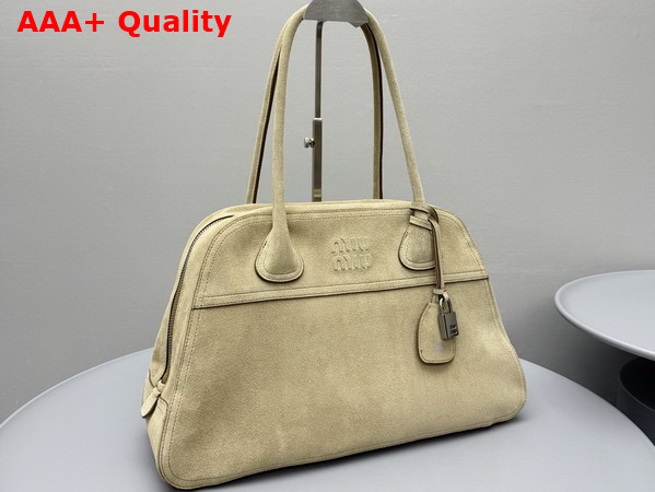 Miu Miu Vivant Suede Bag in Ecru 5BB196 Replica