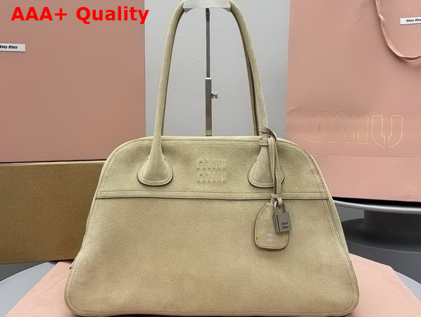 Miu Miu Vivant Suede Bag in Ecru 5BB196 Replica