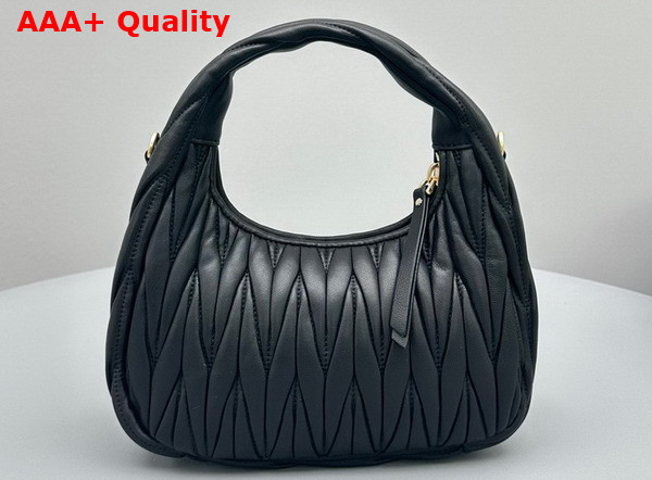 Miu Miu Wander Matelasse Nappa Leather Mini Hobo Bag in Black Replica