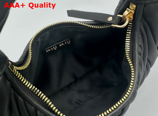 Miu Miu Wander Matelasse Nappa Leather Mini Hobo Bag in Black Replica
