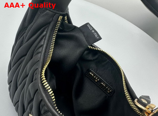 Miu Miu Wander Matelasse Nappa Leather Mini Hobo Bag in Black Replica