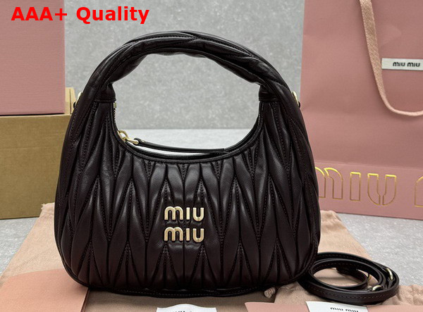 Miu Miu Wander Matelasse Nappa Leather Mini Hobo Bag in Chocolate Replica