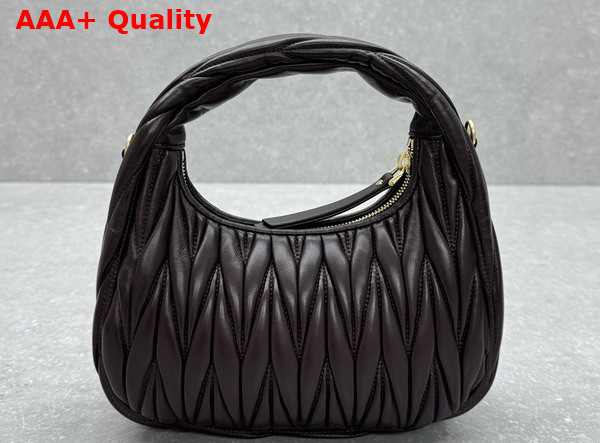 Miu Miu Wander Matelasse Nappa Leather Mini Hobo Bag in Chocolate Replica
