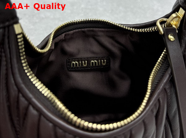 Miu Miu Wander Matelasse Nappa Leather Mini Hobo Bag in Chocolate Replica