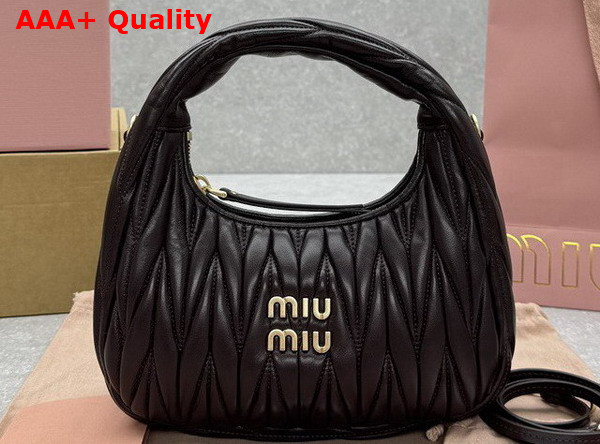Miu Miu Wander Matelasse Nappa Leather Mini Hobo Bag in Chocolate Replica
