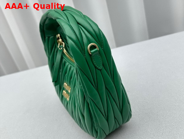Miu Miu Wander Matelasse Nappa Leather Mini Hobo Bag in Green Replica