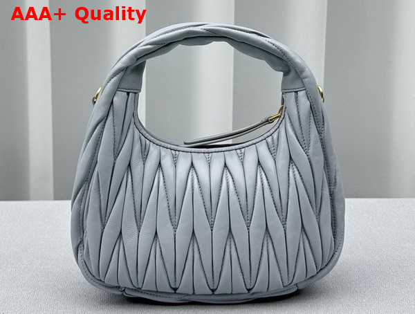 Miu Miu Wander Matelasse Nappa Leather Mini Hobo Bag in Light Grey Replica