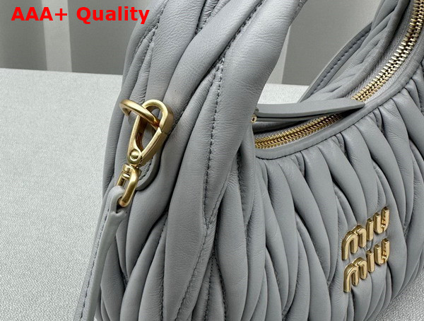 Miu Miu Wander Matelasse Nappa Leather Mini Hobo Bag in Light Grey Replica
