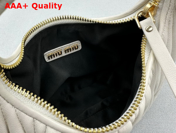 Miu Miu Wander Matelasse Nappa Leather Mini Hobo Bag in White Replica