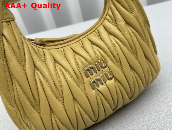 Miu Miu Wander Matelasse Nappa Leather Mini Hobo Bag in Yellow Replica