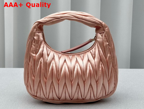 Miu Miu Wander Matelasse Satin Mini Hobo Bag in Alabaster Pink 5BC125 Replica