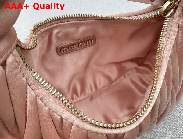 Miu Miu Wander Matelasse Satin Mini Hobo Bag in Alabaster Pink 5BC125 Replica