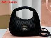 Miu Miu Wander Matelasse Satin Mini Hobo Bag in Black 5BC125 Replica