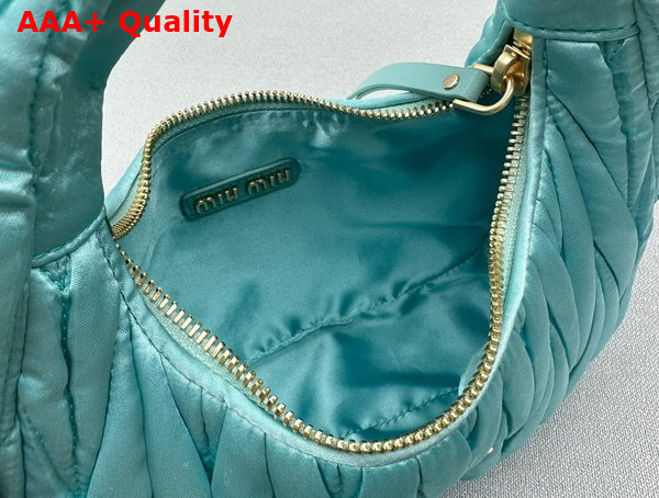 Miu Miu Wander Matelasse Satin Mini Hobo Bag in Light Blue Replica