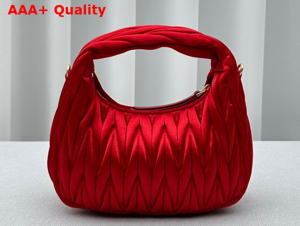 Miu Miu Wander Matelasse Satin Mini Hobo Bag in Red 5BC125 Replica