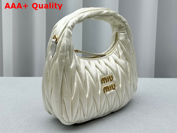 Miu Miu Wander Matelasse Satin Mini Hobo Bag in White 5BC125 Replica