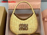 Miu Miu Wander Wicker Hobo Bag Tan Caramel 5BC125 Replica