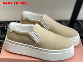 Miu Miu Washed Cotton Drill Sneakers in Beige 5S152E Replica