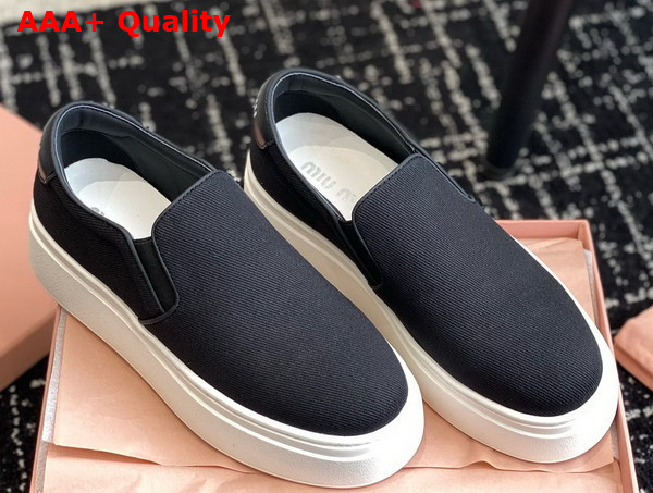 Miu Miu Washed Cotton Drill Sneakers in Black 5S152E Replica