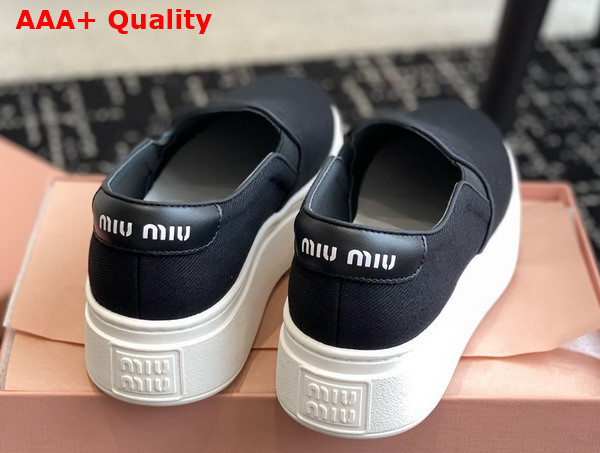 Miu Miu Washed Cotton Drill Sneakers in Black 5S152E Replica