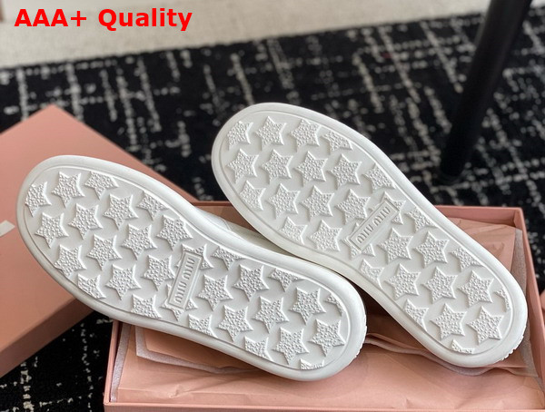 Miu Miu Washed Cotton Drill Sneakers in White 5S152E Replica