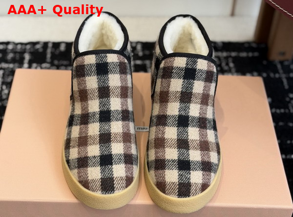 Miu Miu Wool and Shearling Slip On Booties in Camel Beige and Blue 5T558E Replica